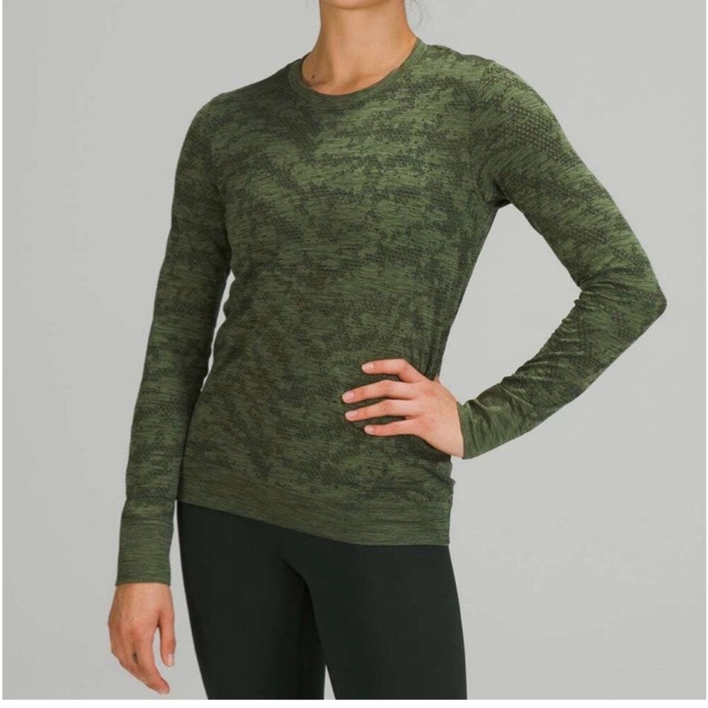 Women's Green Seamless Long-Sleeve Top